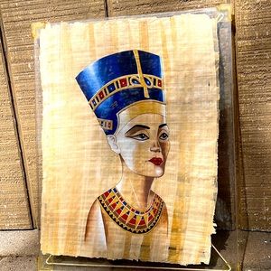 Original M. El Kattan papyrus Nefrititi artwork